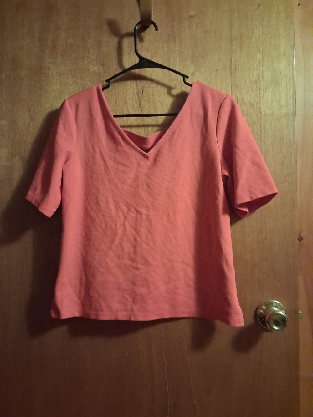 Halogen Coral V-Neck Short Sleeve Tee